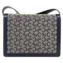 CELINE C Saluki Shoulder Bag Canvas Navy Gold Tone Auth 207727-3