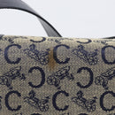 CELINE C Saluki Shoulder Bag Canvas Navy Gold Tone Auth 207727-4