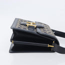CELINE C Saluki Shoulder Bag Canvas Navy Gold Tone Auth 207727-5