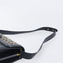 CELINE C Saluki Shoulder Bag Canvas Navy Gold Tone Auth 207727-9