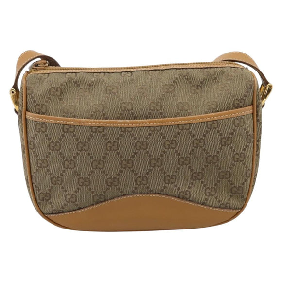 GUCCI GG Canvas Shoulder Bag Beige Gold Tone 007 290 4 0209 0 Auth 207728
