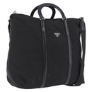 PRADA Hand Bag Nylon 2way Black Silver Auth 207729A-1