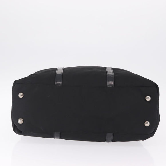 PRADA Hand Bag Nylon 2way Black Silver Auth 207729A