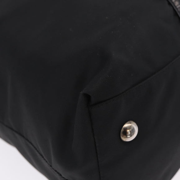 PRADA Hand Bag Nylon 2way Black Silver Auth 207729A