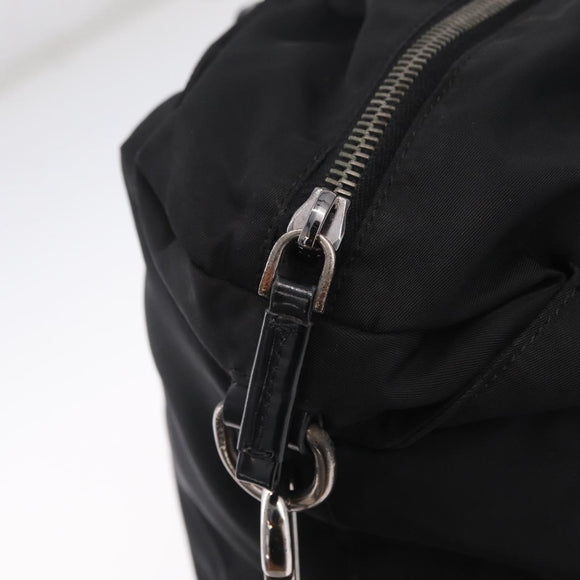 PRADA Hand Bag Nylon 2way Black Silver Auth 207729A