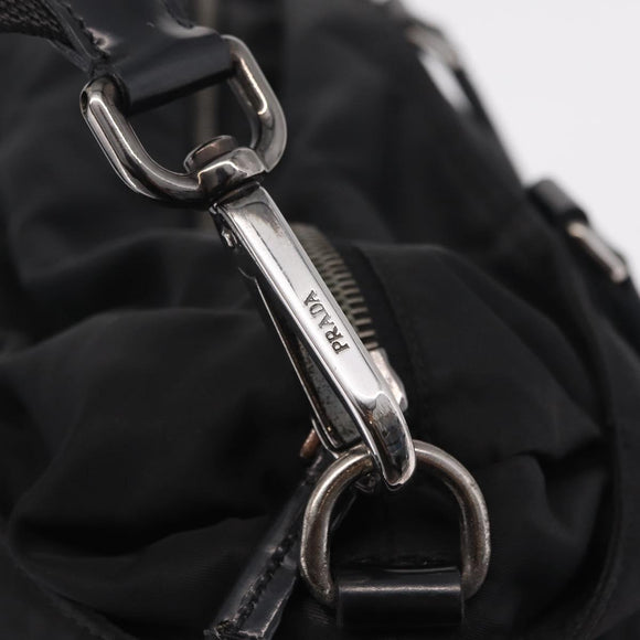 PRADA Hand Bag Nylon 2way Black Silver Auth 207729A