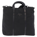 PRADA Hand Bag Nylon 2way Black Silver Auth 207729A-2
