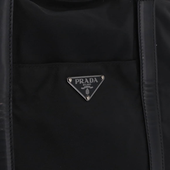 PRADA Hand Bag Nylon 2way Black Silver Auth 207729A