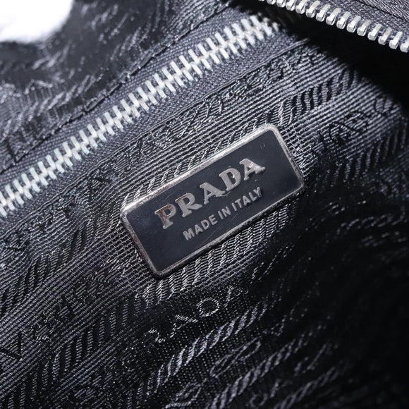 PRADA Hand Bag Nylon 2way Black Silver Auth 207729A