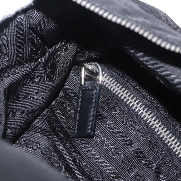 PRADA Hand Bag Nylon 2way Black Silver Auth 207729A