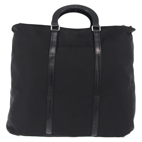 PRADA Hand Bag Nylon 2way Black Silver Auth 207729A