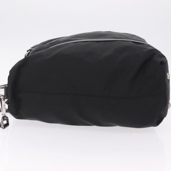 PRADA Hand Bag Nylon 2way Black Silver Auth 207729A