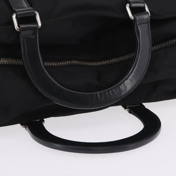 PRADA Hand Bag Nylon 2way Black Silver Auth 207729A