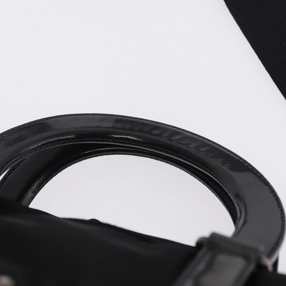 PRADA Hand Bag Nylon 2way Black Silver Auth 207729A