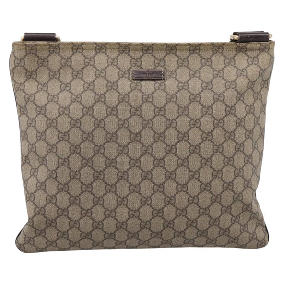 GUCCI GG Supreme Shoulder Bag PVC Beige Gold Tone 201446 Auth 207731A