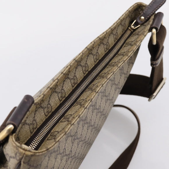 GUCCI GG Supreme Shoulder Bag PVC Beige Gold Tone 201446 Auth 207731A