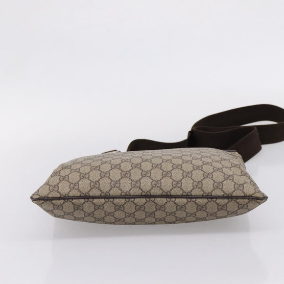 GUCCI GG Supreme Shoulder Bag PVC Beige Gold Tone 201446 Auth 207731A