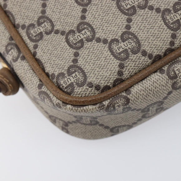 GUCCI PLUS Shoulder Bag PVC Beige Gold Tone Auth 207733