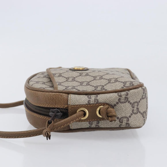 GUCCI PLUS Shoulder Bag PVC Beige Gold Tone Auth 207733