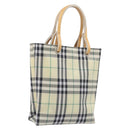 BURBERRY Nova Check Hand Bag Nylon Beige Silver Auth 207736A-1