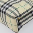 BURBERRY Nova Check Hand Bag Nylon Beige Silver Auth 207736A-14