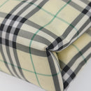 BURBERRY Nova Check Hand Bag Nylon Beige Silver Auth 207736A-16
