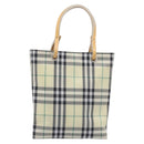 BURBERRY Nova Check Hand Bag Nylon Beige Silver Auth 207736A-13