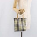 BURBERRY Nova Check Hand Bag Nylon Beige Silver Auth 207736A-22