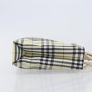 BURBERRY Nova Check Hand Bag Nylon Beige Silver Auth 207736A-3