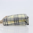 BURBERRY Nova Check Hand Bag Nylon Beige Silver Auth 207736A-4