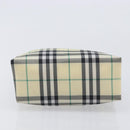 BURBERRY Nova Check Hand Bag Nylon Beige Silver Auth 207736A-5