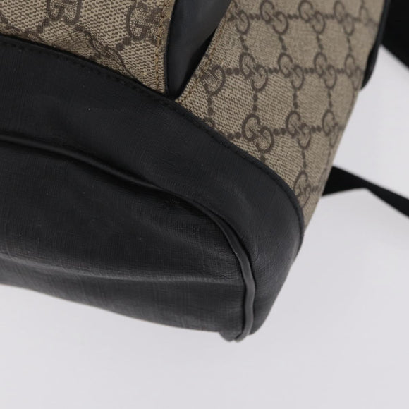 GUCCI GG Supreme Backpack PVC Beige Silver 406370 Auth 207738