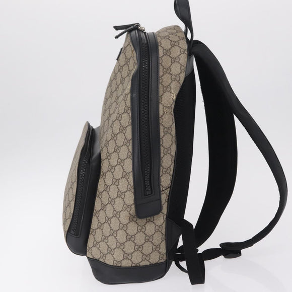 GUCCI GG Supreme Backpack PVC Beige Silver 406370 Auth 207738