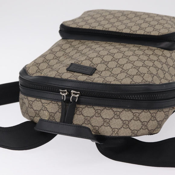 GUCCI GG Supreme Backpack PVC Beige Silver 406370 Auth 207738