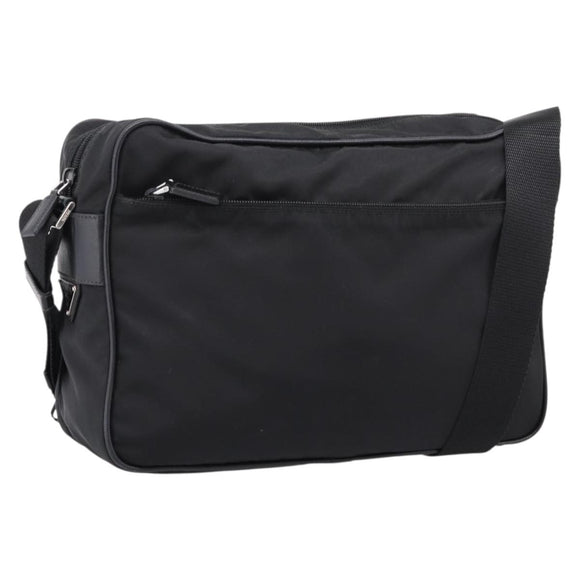 PRADA Shoulder Bag Nylon Black Silver Auth 207742A
