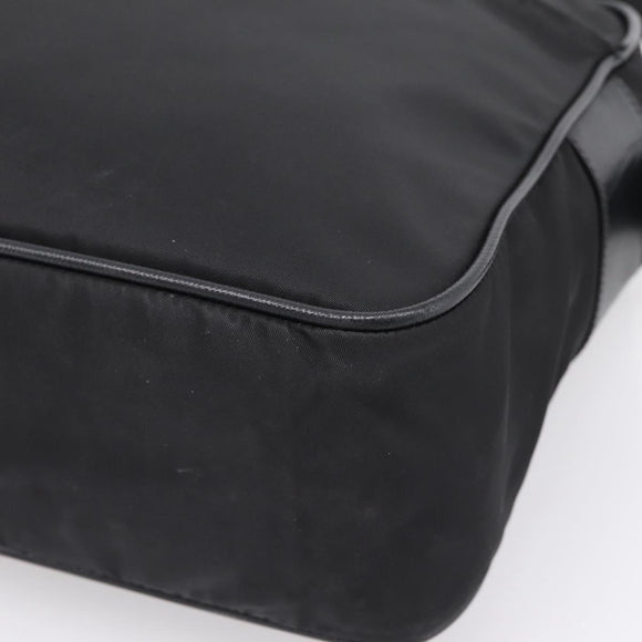 PRADA Shoulder Bag Nylon Black Silver Auth 207742A