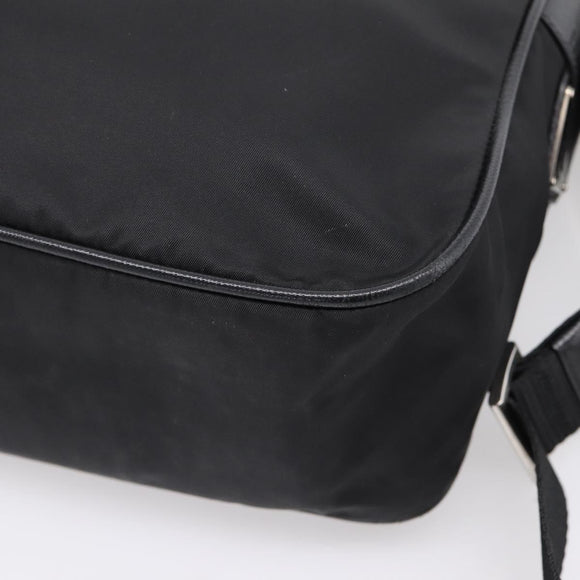 PRADA Shoulder Bag Nylon Black Silver Auth 207742A