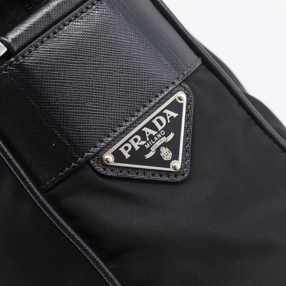PRADA Shoulder Bag Nylon Black Silver Auth 207742A
