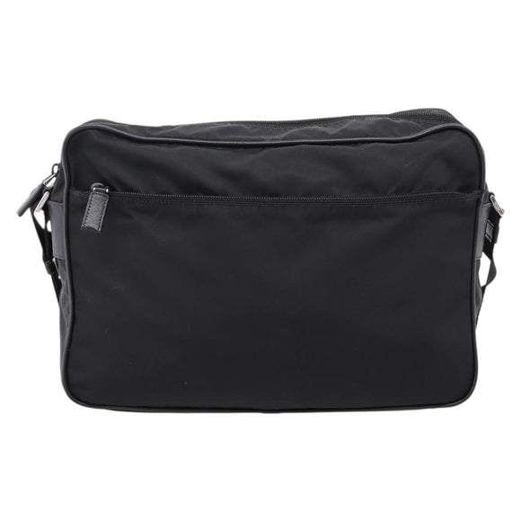 PRADA Shoulder Bag Nylon Black Silver Auth 207742A