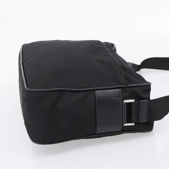 PRADA Shoulder Bag Nylon Black Silver Auth 207742A