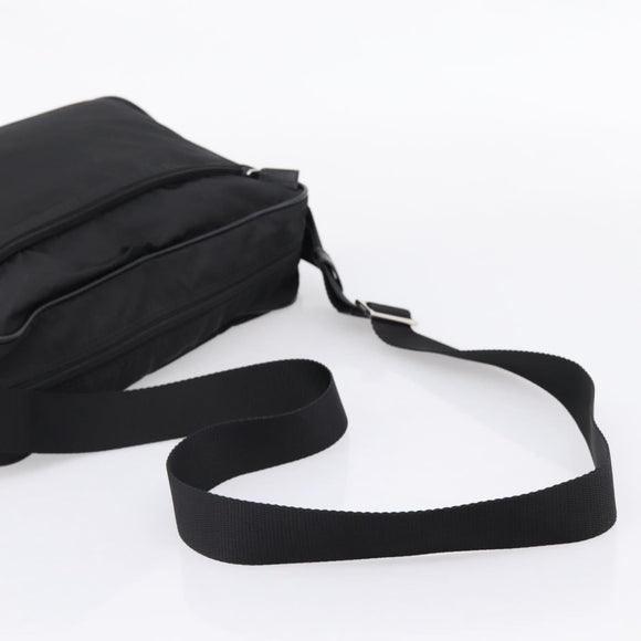 PRADA Shoulder Bag Nylon Black Silver Auth 207742A