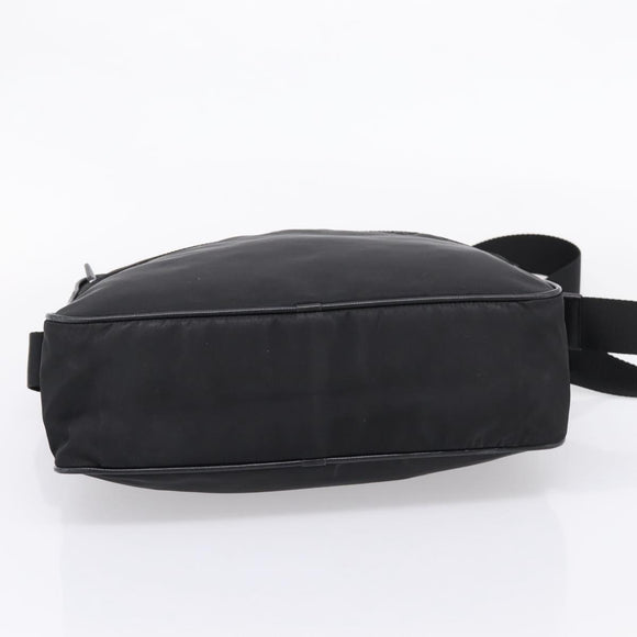 PRADA Shoulder Bag Nylon Black Silver Auth 207742A