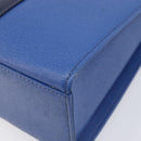 Burberrys Hand Bag Leather Blue Gold Tone Auth 207743-13