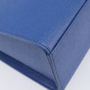 Burberrys Hand Bag Leather Blue Gold Tone Auth 207743-14