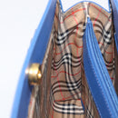 Burberrys Hand Bag Leather Blue Gold Tone Auth 207743-18