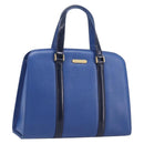 Burberrys Hand Bag Leather Blue Gold Tone Auth 207743-1