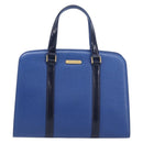 Burberrys Hand Bag Leather Blue Gold Tone Auth 207743-2