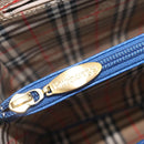 Burberrys Hand Bag Leather Blue Gold Tone Auth 207743-22