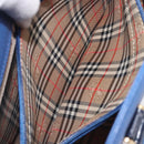 Burberrys Hand Bag Leather Blue Gold Tone Auth 207743-23