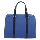 Burberrys Hand Bag Leather Blue Gold Tone Auth 207743-3